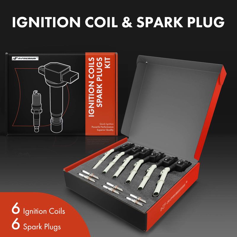 6x Black Ignition Coil & IRIDIUM Spark Plug Kits for Mercedes-Benz C350 ML350