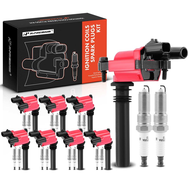 8x Red Ignition Coil & 16x IRIDIUM Spark Plug Kits for Dodge Ram 1500 2003-2005