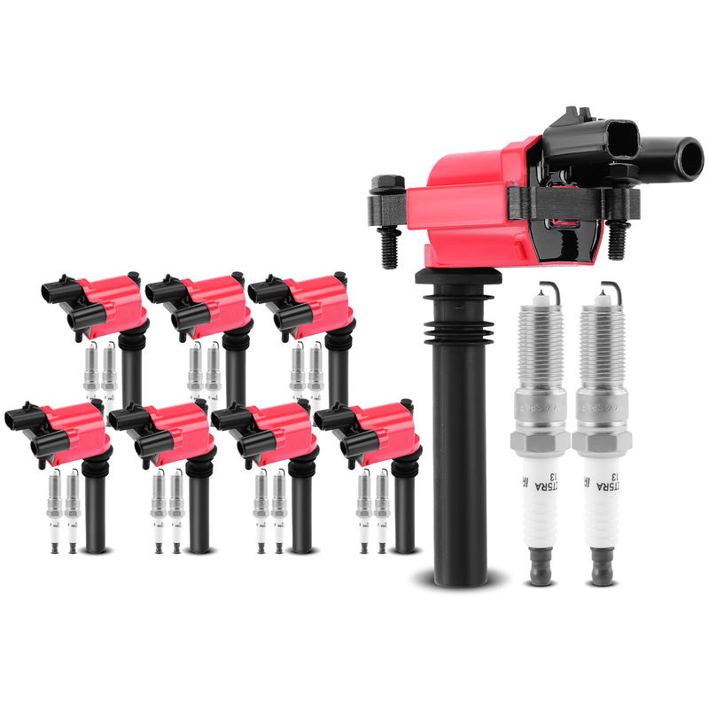 8x Red Ignition Coil & 16x IRIDIUM Spark Plug Kits for Dodge Ram 1500 2003-2005