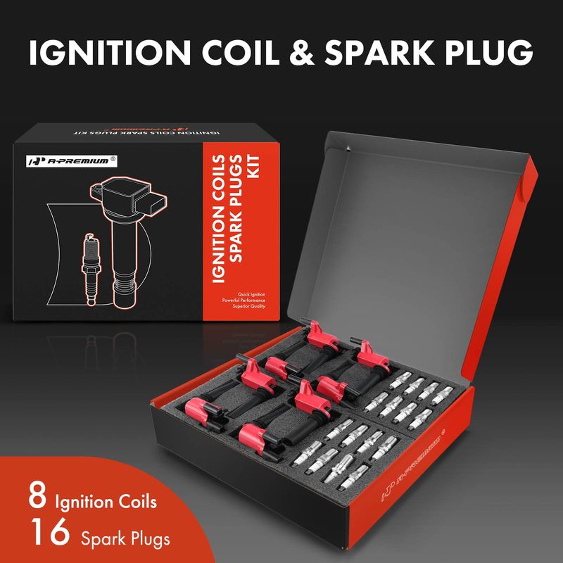 8x Red Ignition Coil & 16x IRIDIUM Spark Plug Kits for Dodge Ram 1500 2003-2005