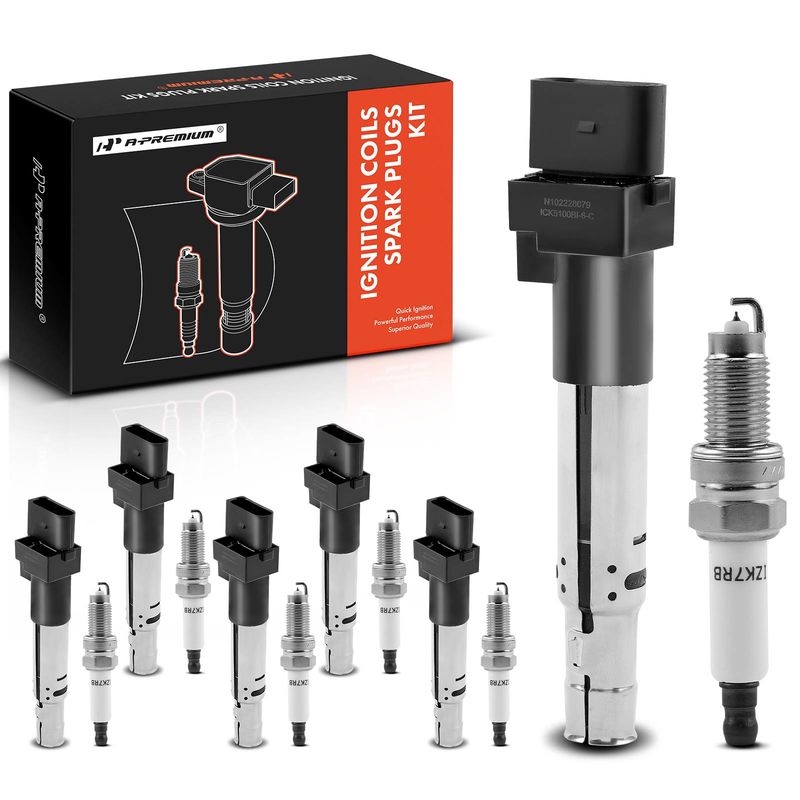 6x Black Ignition Coil & IRIDIUM Spark Plug Kits for Audi A3 Quattro VW Eos
