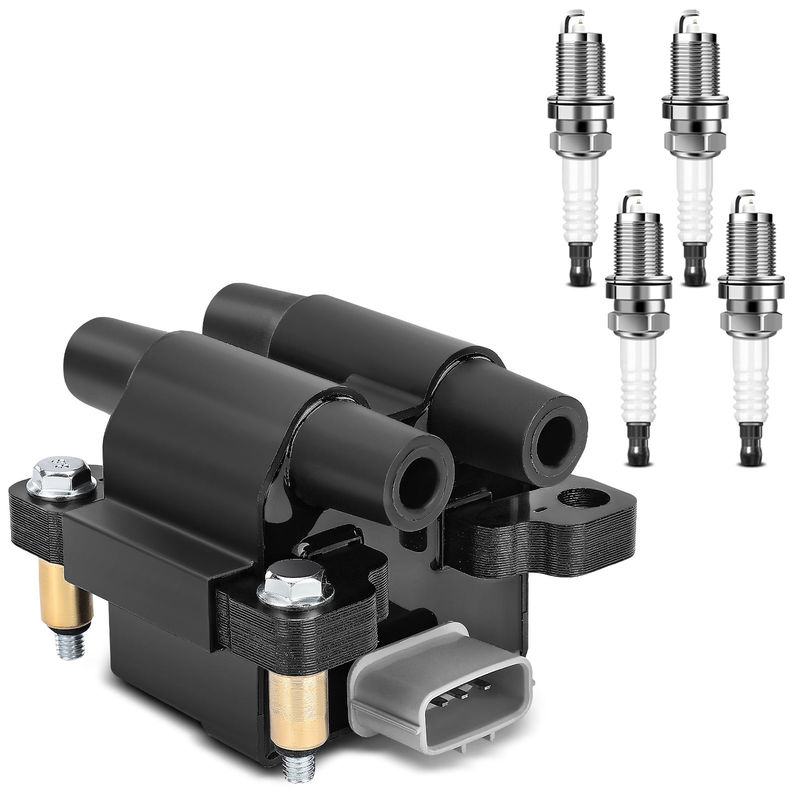 1x Black Ignition Coil & 4x IRIDIUM Spark Plug Kits for Subaru Forester 09-10