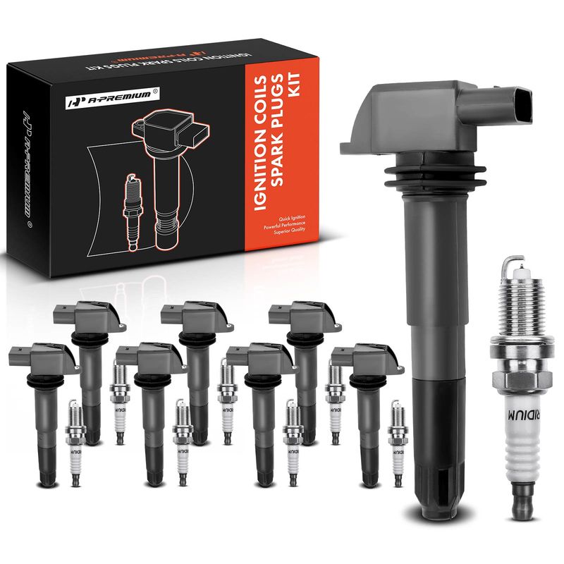 8x Black Ignition Coil & IRIDIUM Spark Plug Kits for Porsche Cayenne 03-06 4.5L