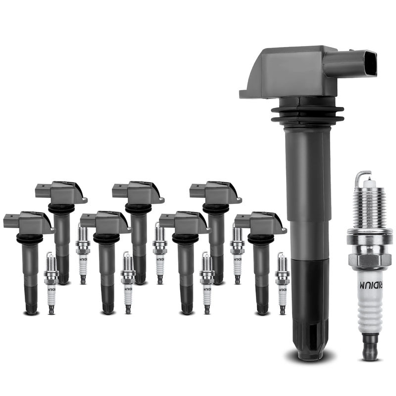 8x Black Ignition Coil & IRIDIUM Spark Plug Kits for Porsche Cayenne 03-06 4.5L