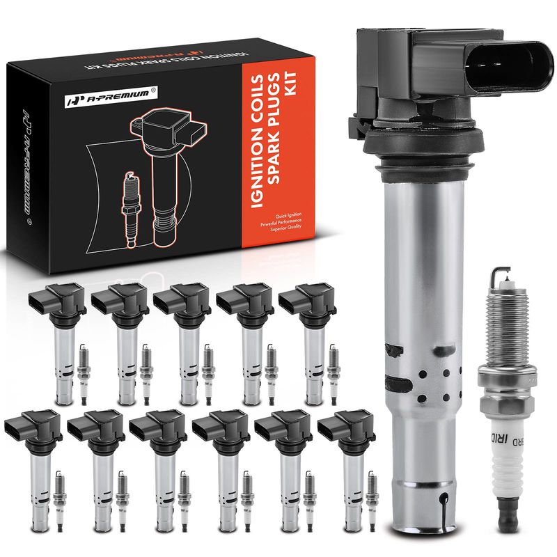 12x Black Ignition Coil & IRIDIUM Spark Plug Kits for Audi A8 Quattro 12-16 6.3L
