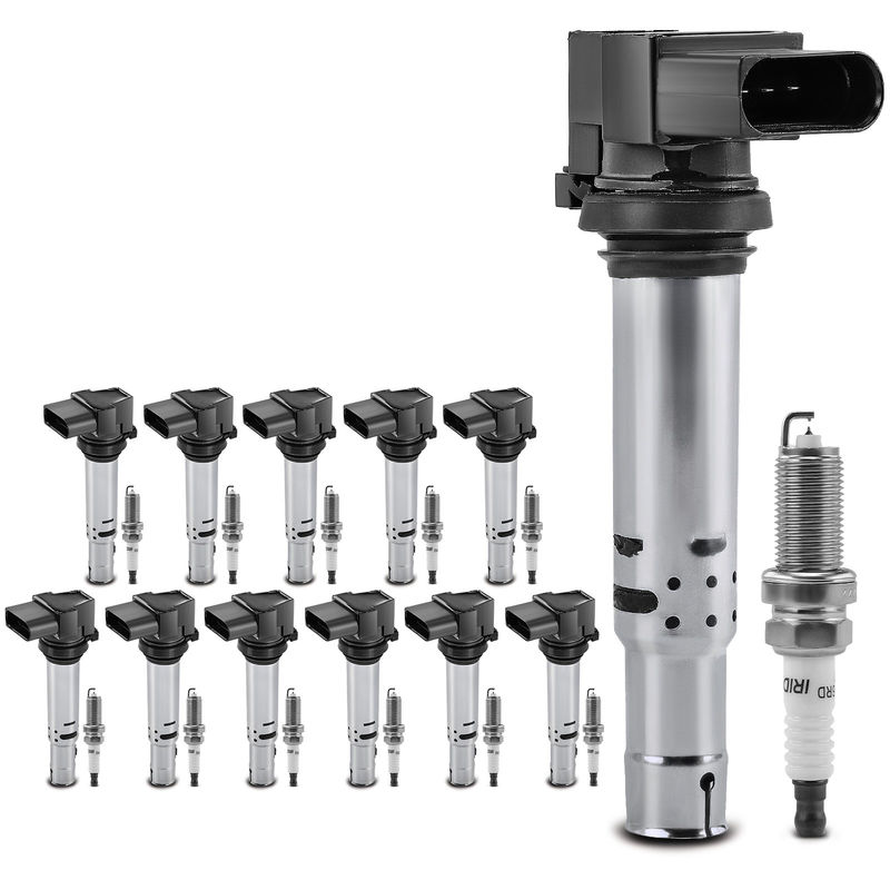 12x Black Ignition Coil & IRIDIUM Spark Plug Kits for Audi A8 Quattro 12-16 6.3L