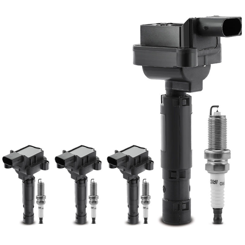 4x Black Ignition Coil & IRIDIUM Spark Plug Kits for Mercedes-Benz C230 03-05