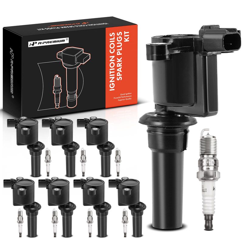 8x Black Ignition Coil & IRIDIUM Spark Plug Kits for Ford Taurus 1996-1999 3.4L