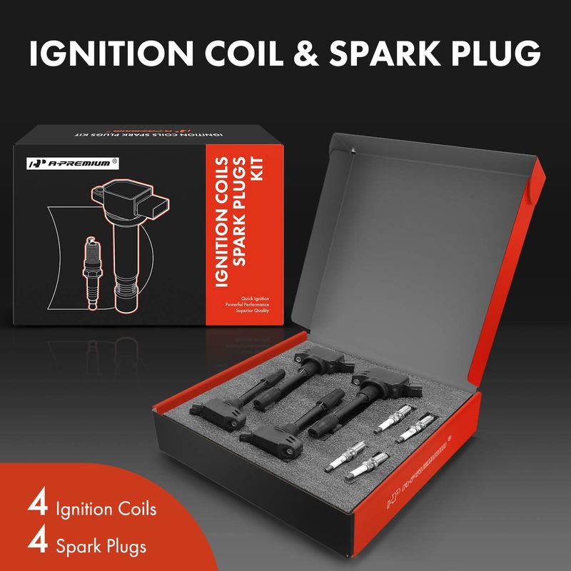 4x Black Ignition Coil & IRIDIUM Spark Plug Kits for Toyota RAV4 Camry Lexus