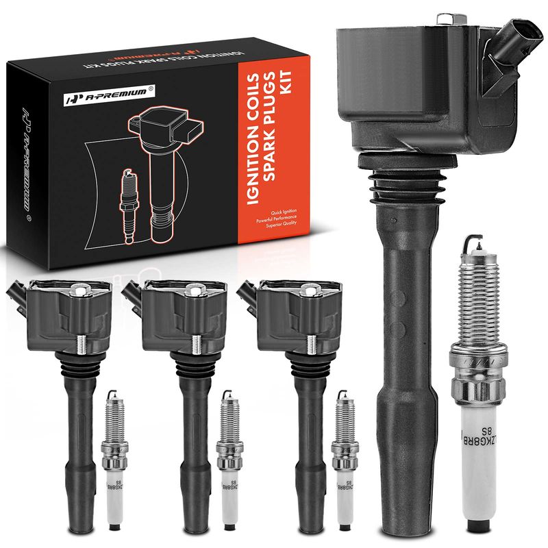 4x Black Ignition Coil & IRIDIUM Spark Plug Kits for BMW F22 F30 F32 G22 G30 530i
