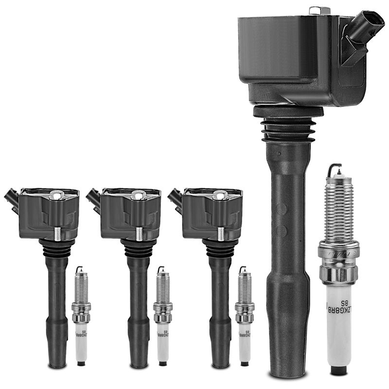4x Black Ignition Coil & IRIDIUM Spark Plug Kits for BMW F22 F30 F32 G22 G30 530i