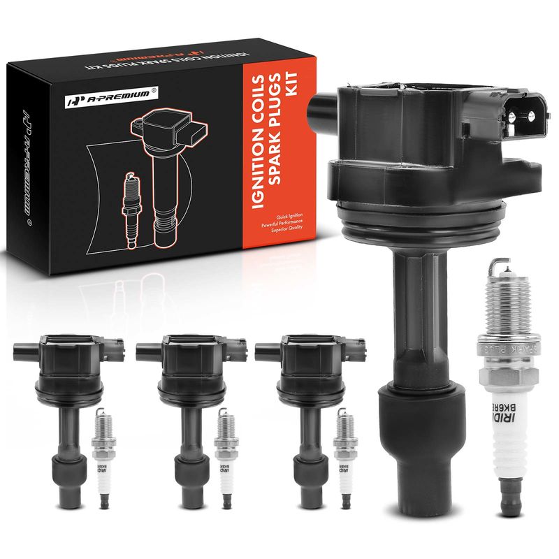 4x Black Ignition Coil & IRIDIUM Spark Plug Kits for Volvo S40 V40 00-04 L4 1.9L