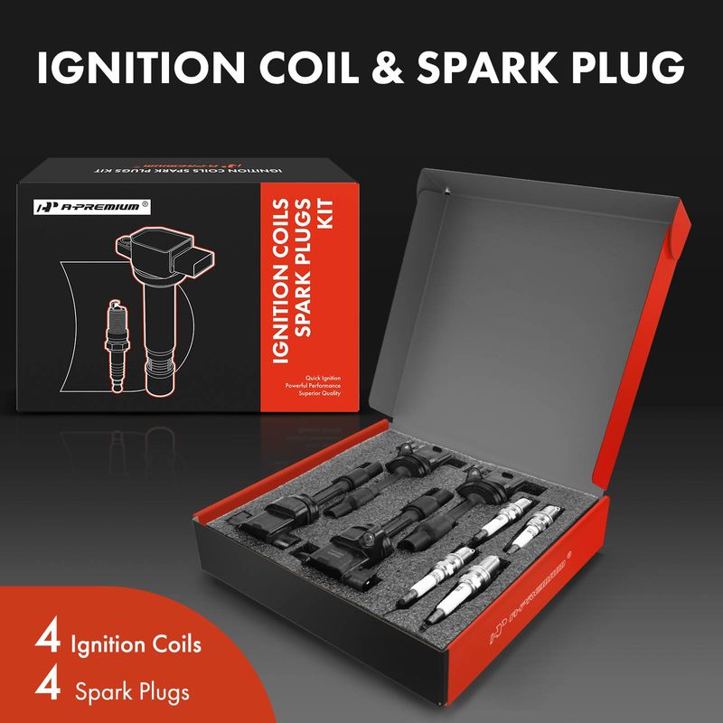 4x Black Ignition Coil & IRIDIUM Spark Plug Kits for Volvo S40 V40 00-04 L4 1.9L