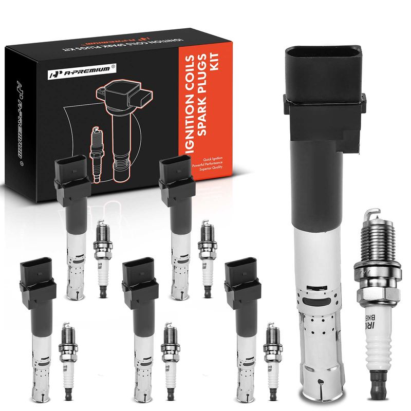 6x Black Ignition Coil & IRIDIUM Spark Plug Kits for Volkswagen Golf 02-05 Jetta