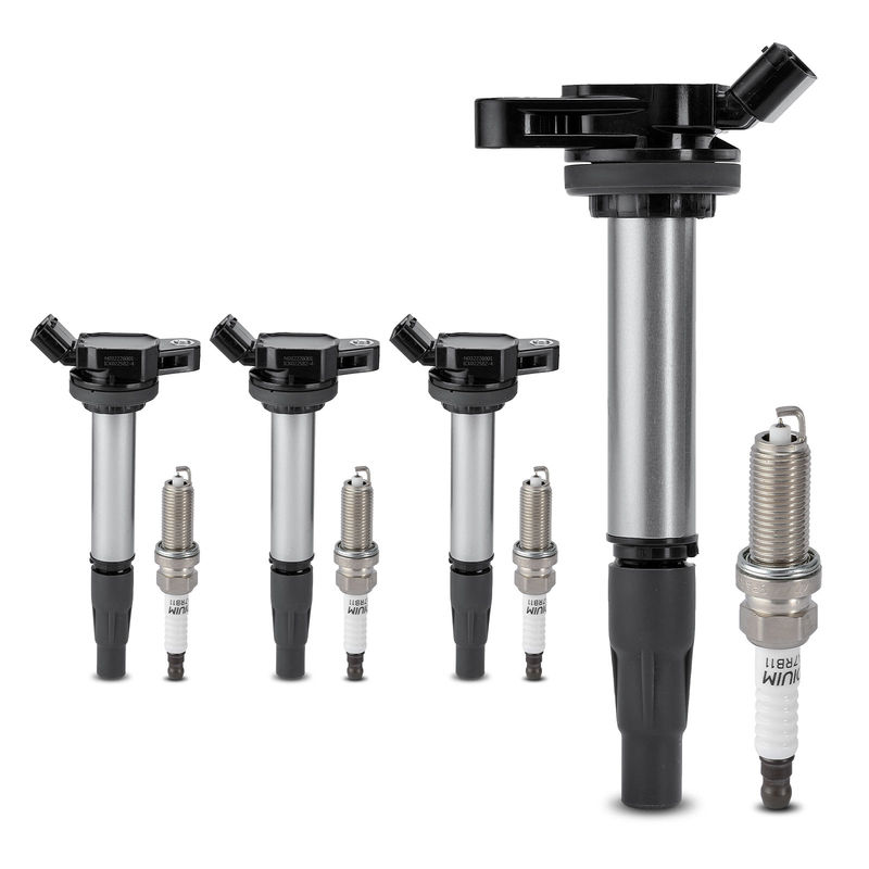 4x Black Ignition Coil & Double IRIDIUM Spark Plug Kits for Toyota Corolla Lexus