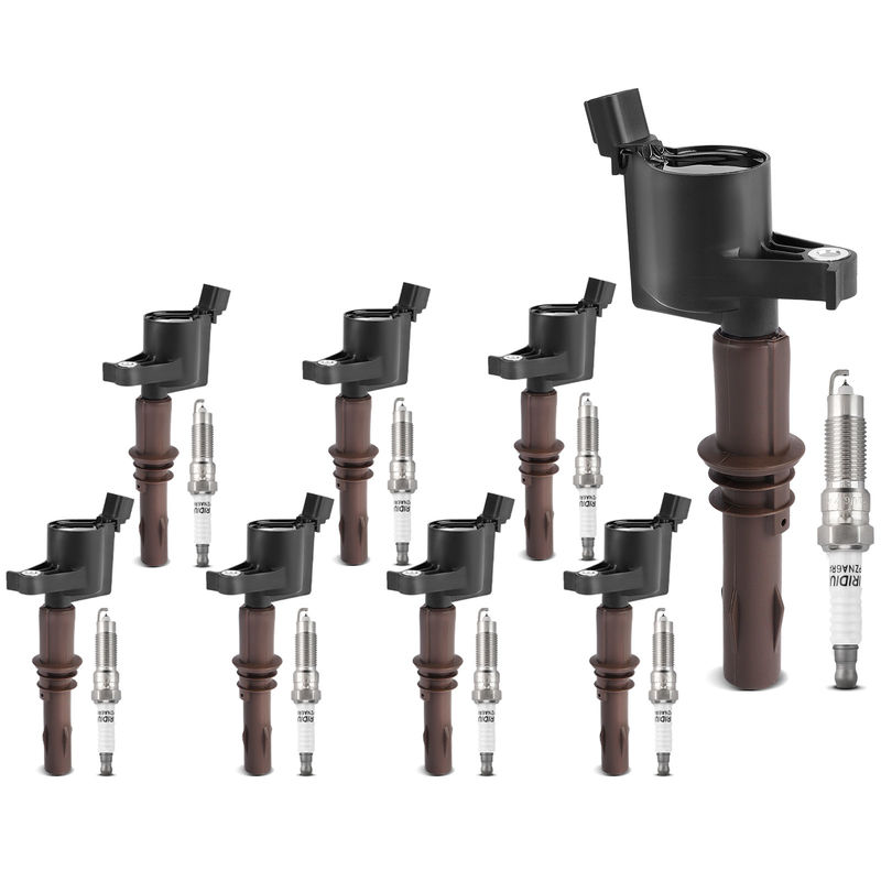 8x Black Ignition Coil & IRIDIUM Spark Plug Kits for Ford Expedition 08-14 F-150