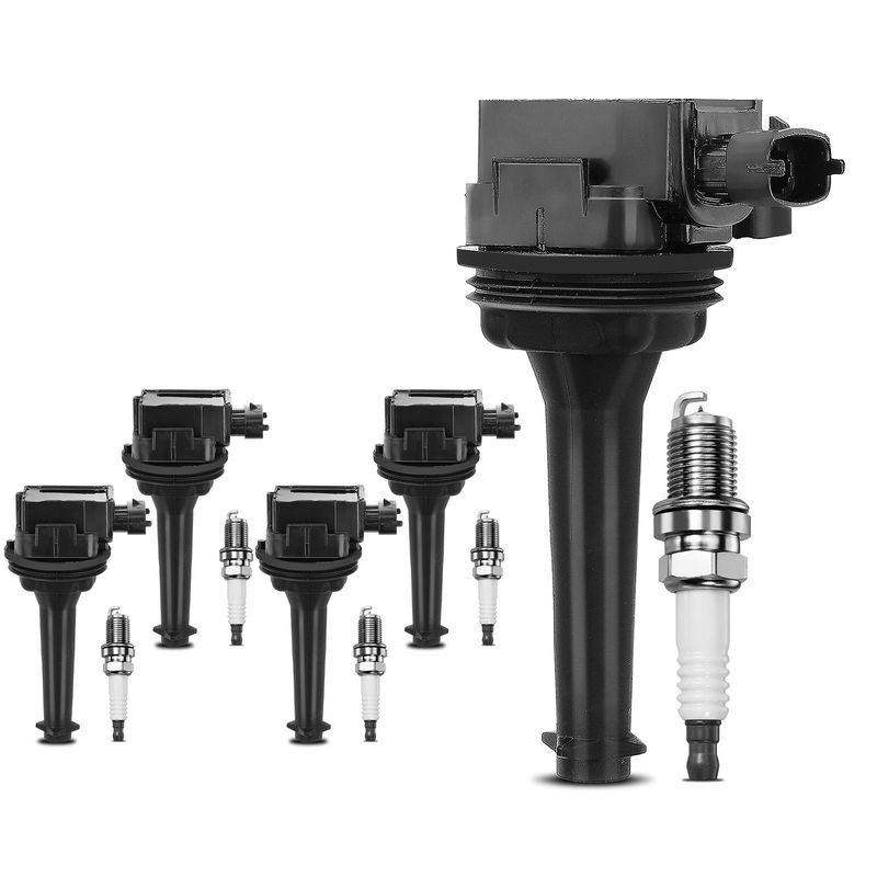 5x Black Ignition Coil & IRIDIUM Spark Plug Kits for Volvo C70 S60 V70 L5 L6