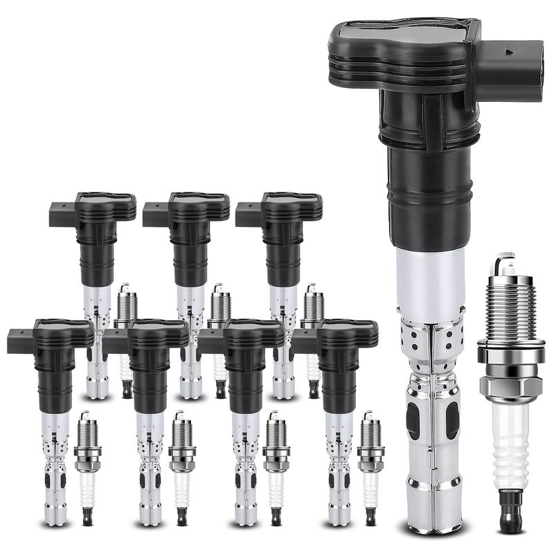 8x Black Ignition Coil & IRIDIUM Spark Plug Kits for VW Phaeton Touareg 4.2L
