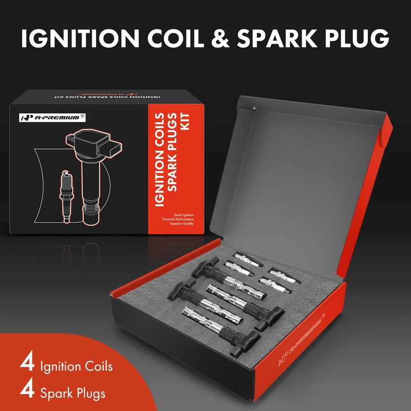 8x Black Ignition Coil & IRIDIUM Spark Plug Kits for VW Phaeton Touareg 4.2L