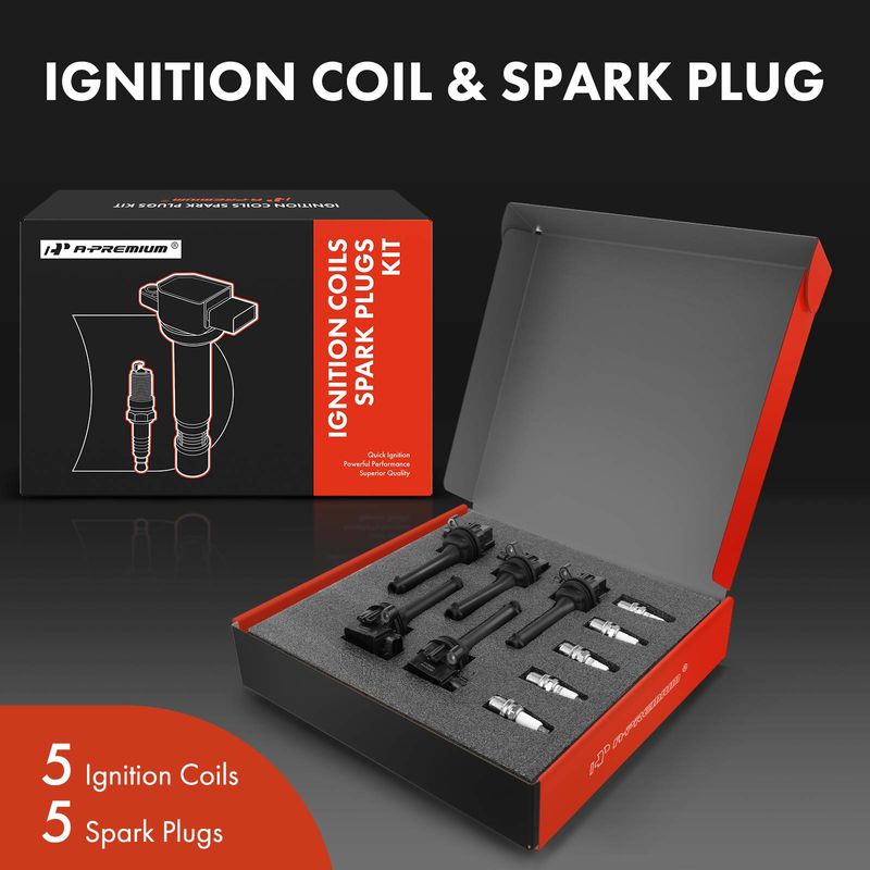 5x Black Ignition Coil & IRIDIUM Spark Plug Kits for Volvo C70 S60 V70 L5 L6