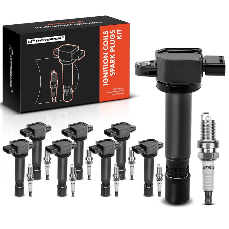 8x Black Ignition Coil & IRIDIUM Spark Plug Kits for Volvo S80 07-10 XC90 05-11