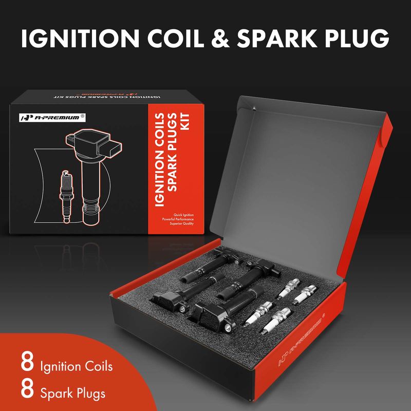 8x Black Ignition Coil & IRIDIUM Spark Plug Kits for Volvo S80 07-10 XC90 05-11