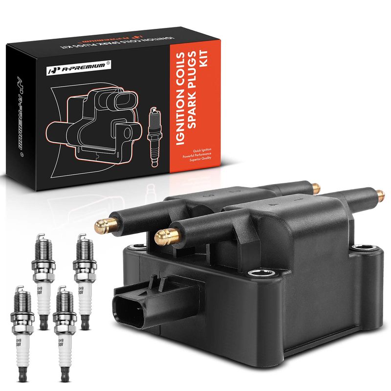 1x Black Ignition Coil & 4x IRIDIUM Spark Plug Kits for Mini Cooper 03-08 1.6L