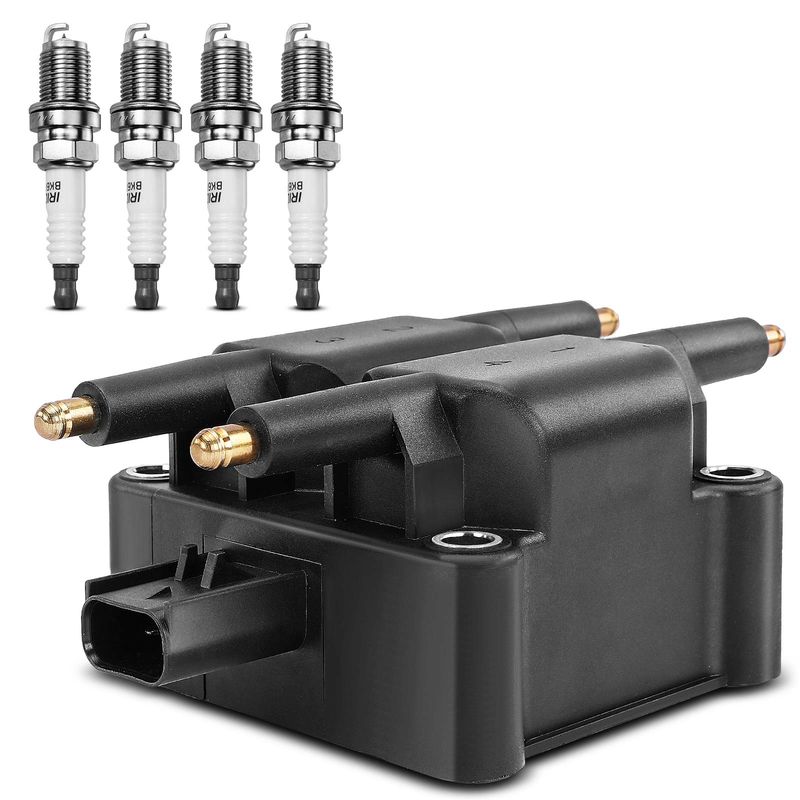 1x Black Ignition Coil & 4x IRIDIUM Spark Plug Kits for Mini Cooper 03-08 1.6L
