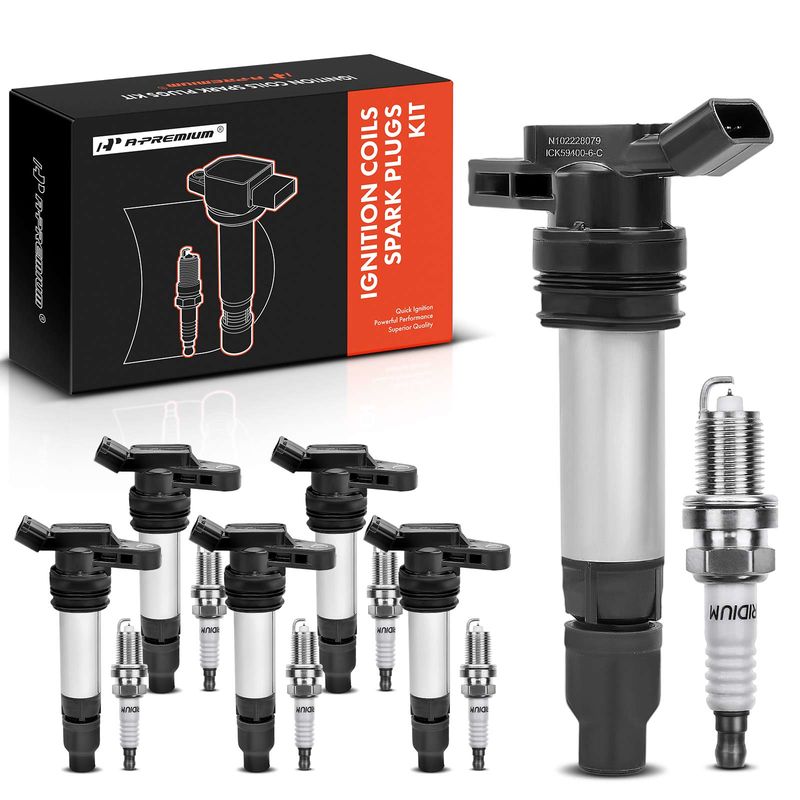 6x Black Ignition Coil & IRIDIUM Spark Plug Kits for Volvo S60 S80 Land Rover