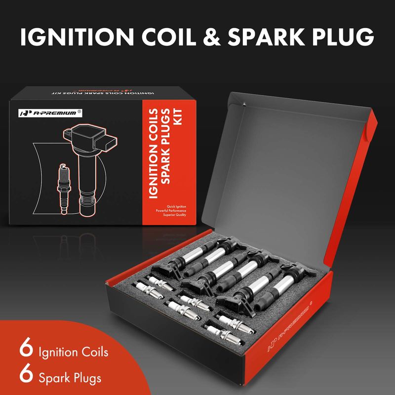 6x Black Ignition Coil & IRIDIUM Spark Plug Kits for Volvo S60 S80 Land Rover