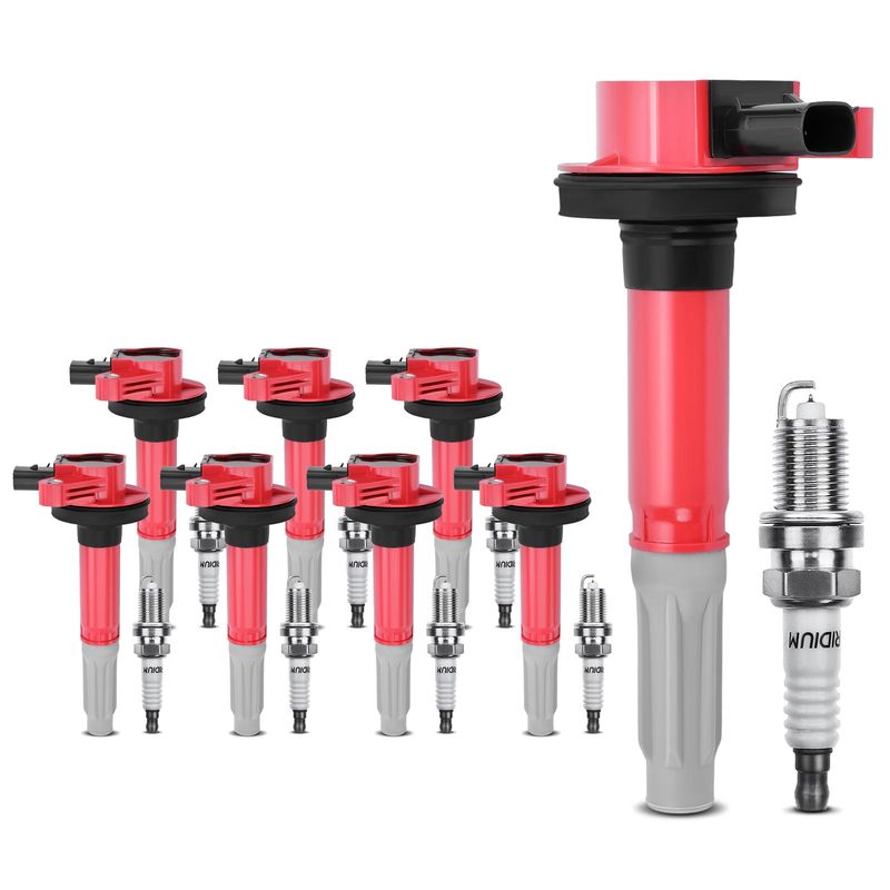 8x Red Ignition Coil & IRIDIUM Spark Plug Kits for Ford Mustang 11-15 F-150 5.0L