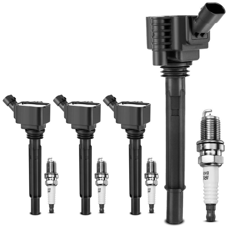 4x Black Ignition Coil & IRIDIUM Spark Plug Kits for Dodge Dart 13-16 Fiat 1.4L