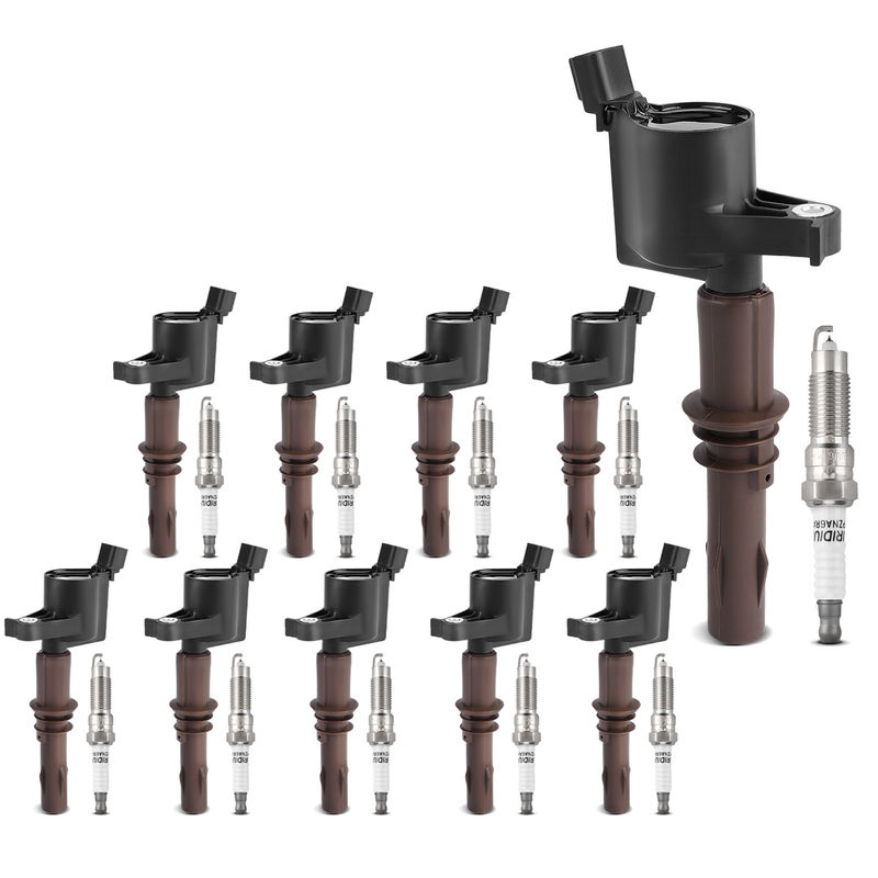 10x Black Ignition Coil & IRIDIUM Spark Plug Kits for Ford Expedition 08-14 F-150