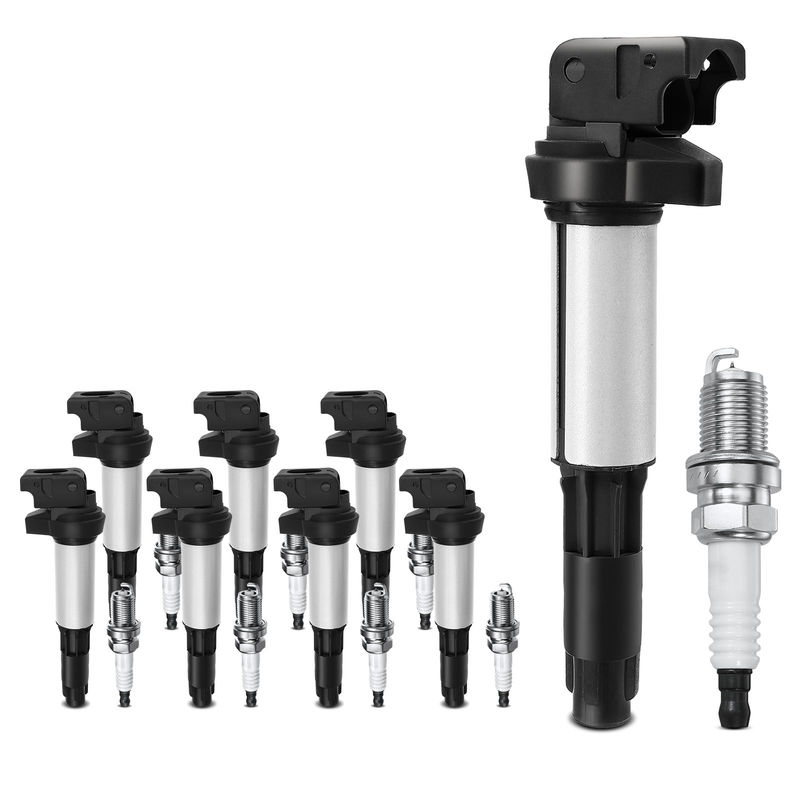 8x Black Ignition Coil & IRIDIUM Spark Plug Kits for BMW E60 E63 E64 E65 545i X5
