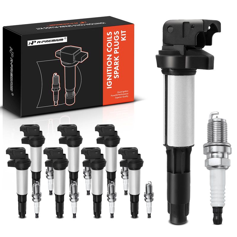 8x Black Ignition Coil & IRIDIUM Spark Plug Kits for BMW E60 E63 E64 E65 545i X5