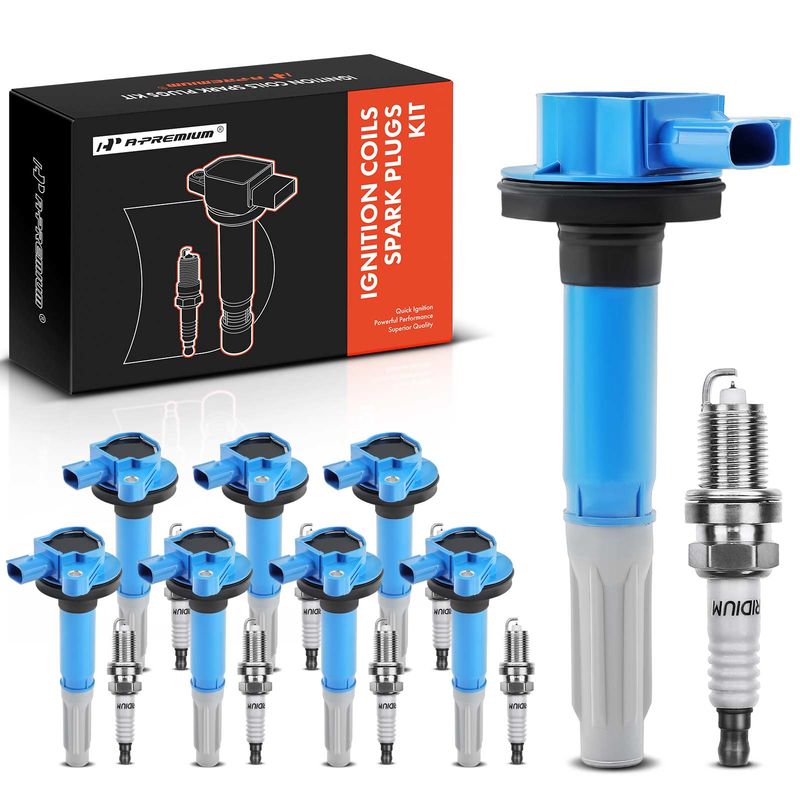 8x Blue Ignition Coil & IRIDIUM Spark Plug Kits for Ford F-150 Mustang V8 5.0L