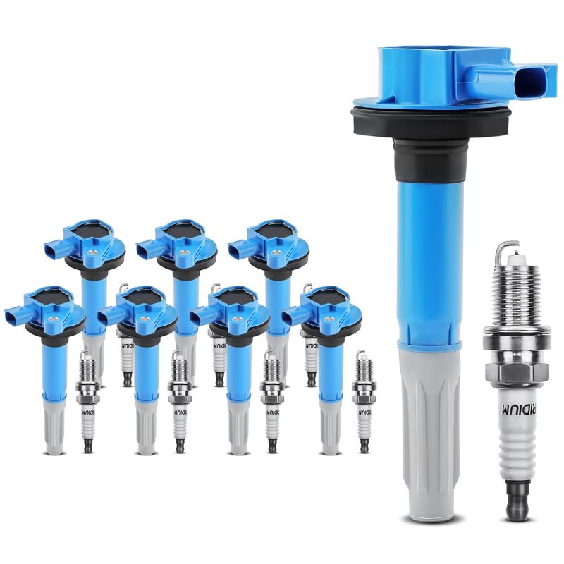 8x Blue Ignition Coil & IRIDIUM Spark Plug Kits for Ford F-150 Mustang V8 5.0L