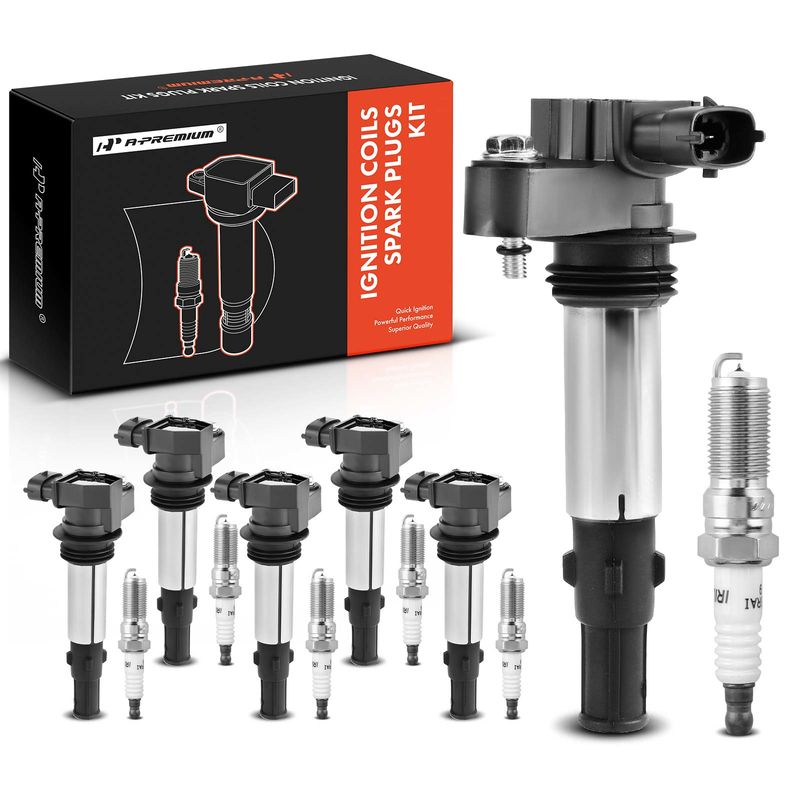 6x Black Ignition Coil & IRIDIUM Spark Plug Kits for Buick Allure Cadillac CTS