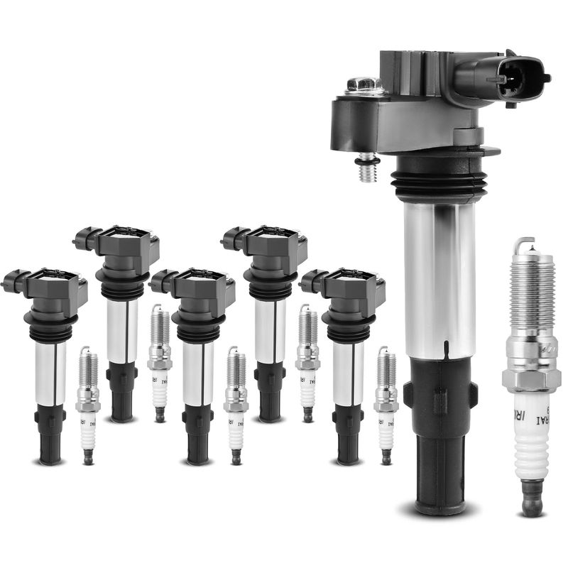 6x Black Ignition Coil & IRIDIUM Spark Plug Kits for Buick Allure Cadillac CTS