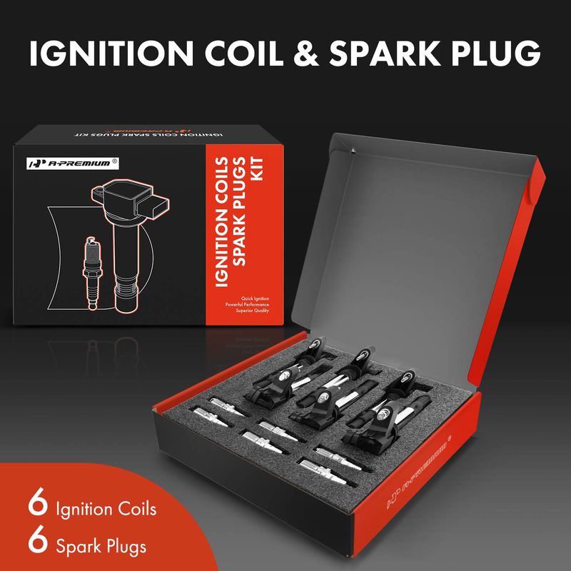 6x Black Ignition Coil & IRIDIUM Spark Plug Kits for Buick Allure Cadillac CTS