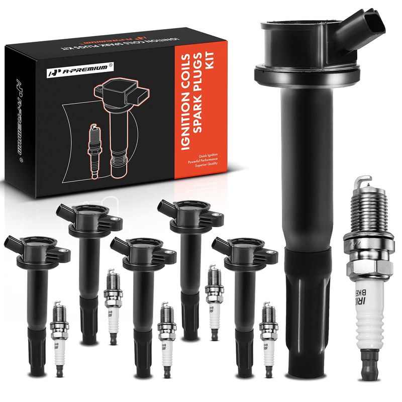 6x Black Ignition Coil & IRIDIUM Spark Plug Kits for Ford Escape 09-12 Fusion