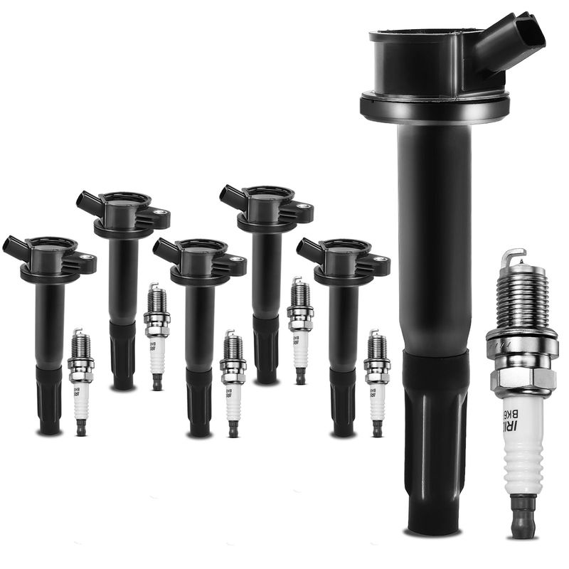 6x Black Ignition Coil & IRIDIUM Spark Plug Kits for Ford Escape 09-12 Fusion