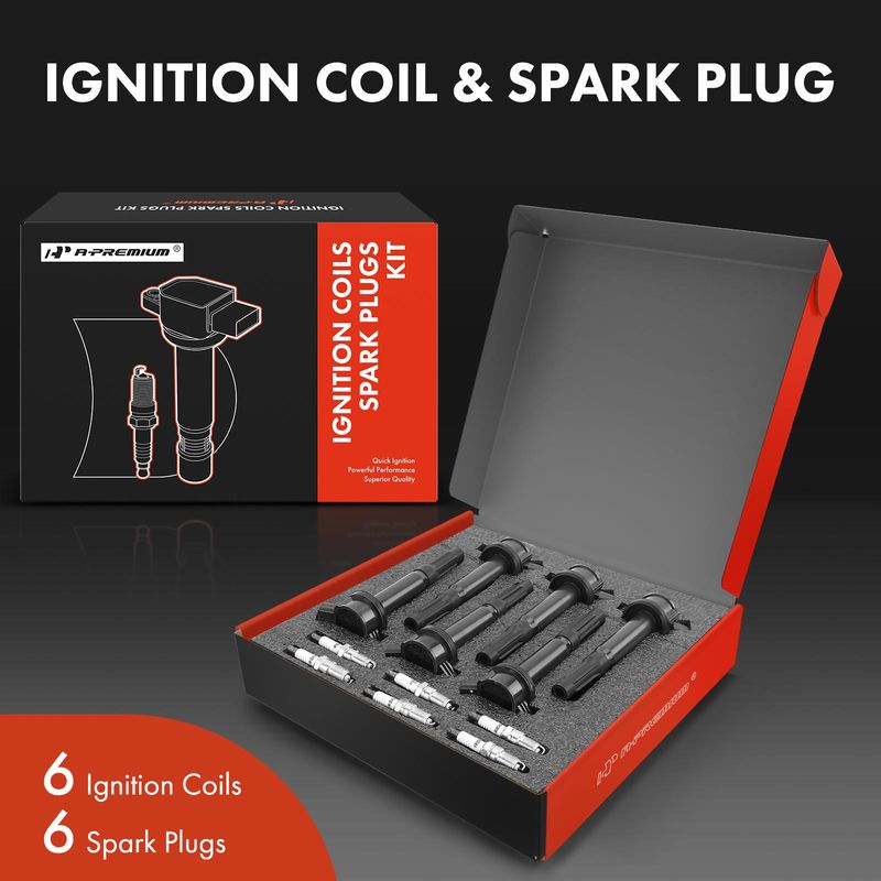 6x Black Ignition Coil & IRIDIUM Spark Plug Kits for Ford Escape 09-12 Fusion