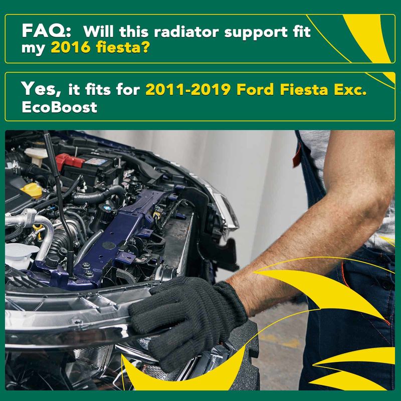 Radiator Support Assembly for Ford Fiesta 2011-2019 L4 1.6L Sedan Hatchback