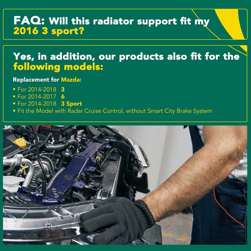 Radiator Support Assembly for Mazda 3 2014-2018 6 2014-2017 3 Sport 2014-2018