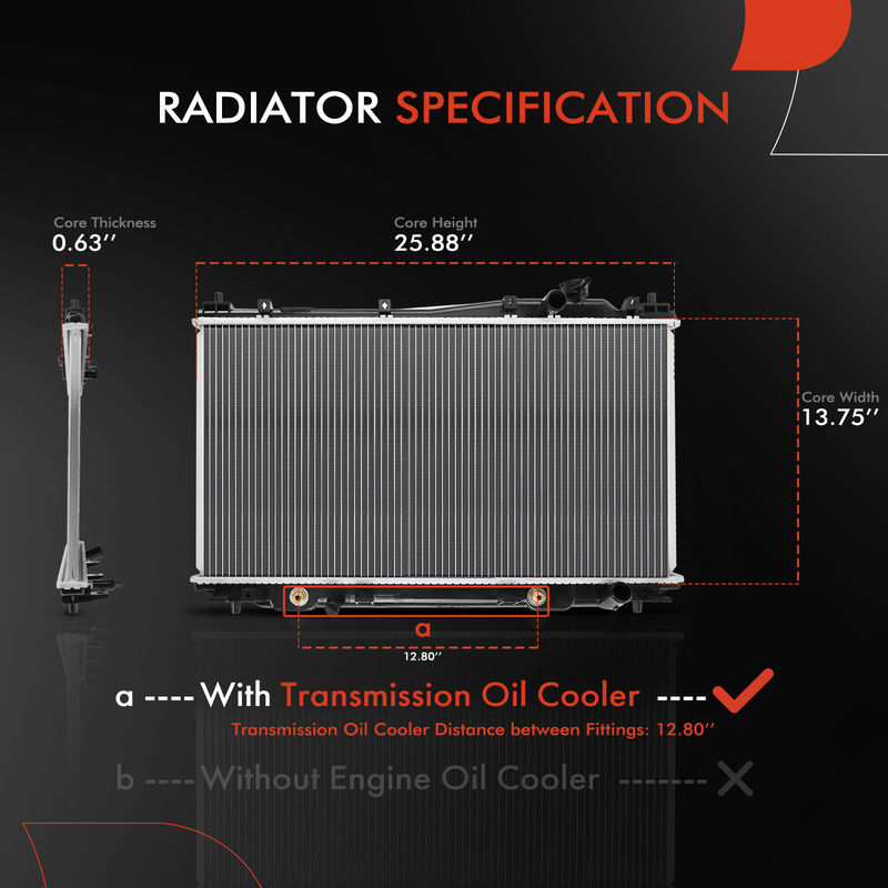 Radiator with Transmission Oil Cooler for Acura EL Civic 2001-2005 L4 1.7L
