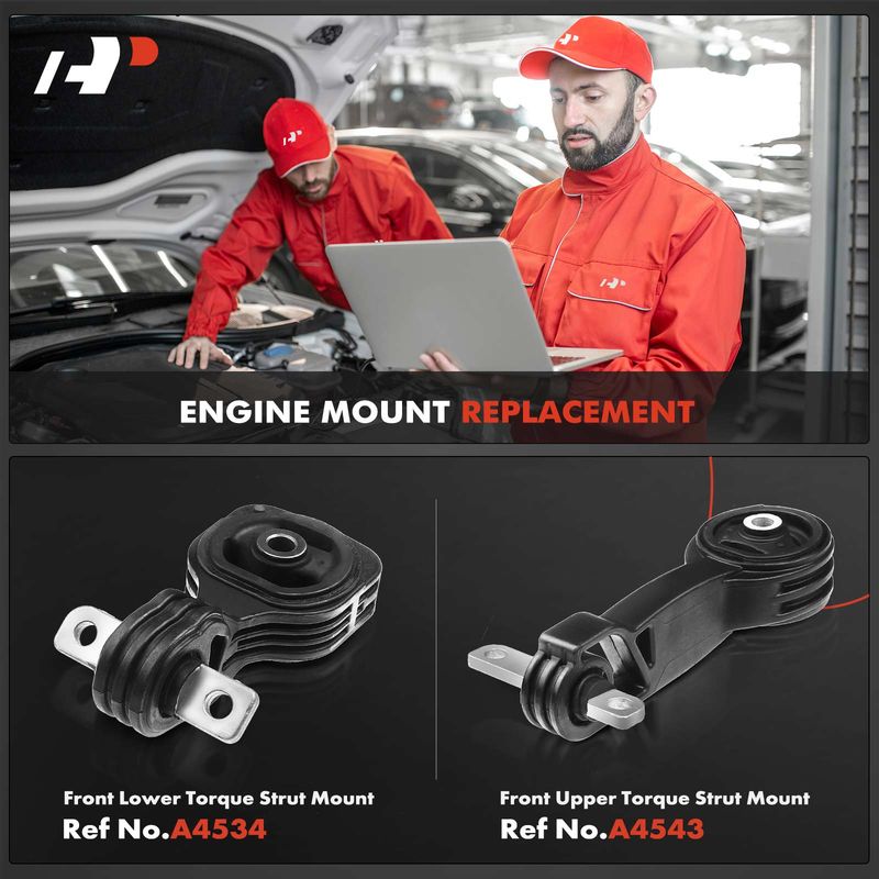2x Front Lower & Upper Torque Strut Mount for Honda Civic 06-11 1.8L Automatic