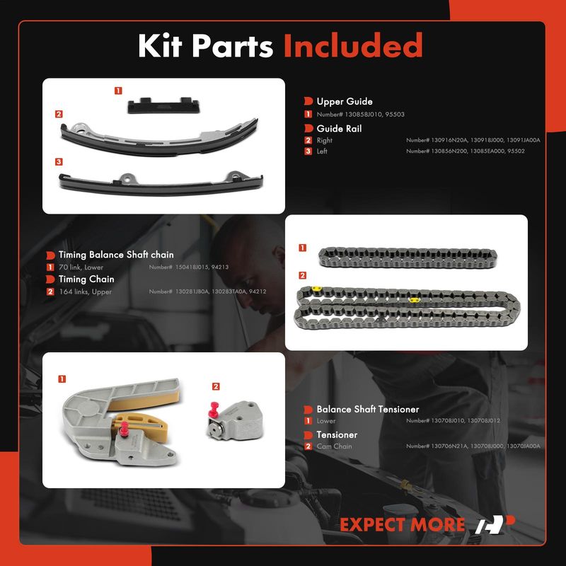 7x Engine Timing Chain Kit for Nissan Altima Sentra 02-06 L4 2.5L Petrol Front