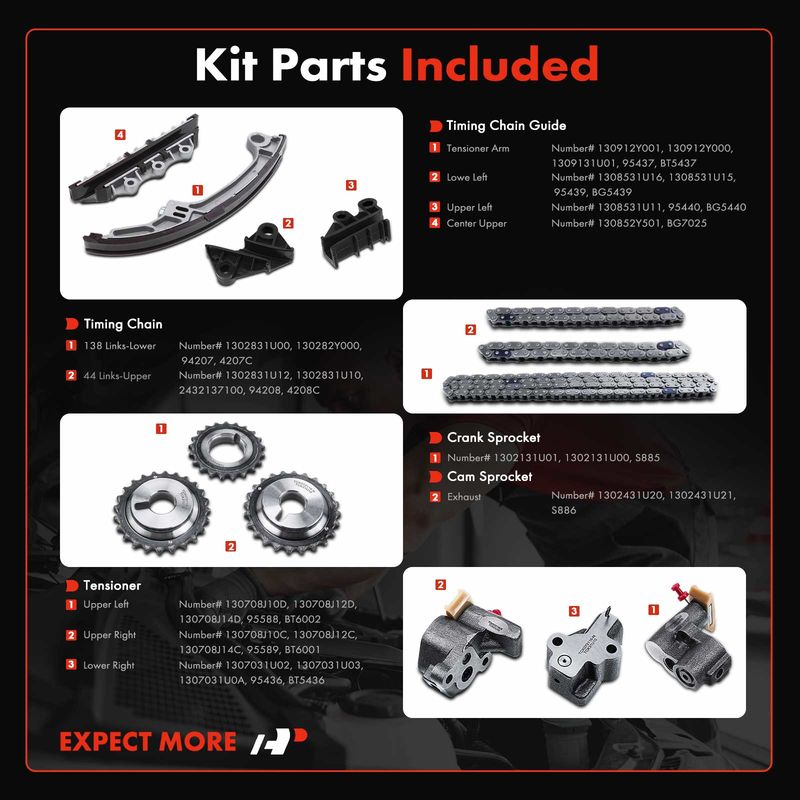 13x Engine Timing Chain Kit for Nissan Pathfinder 01-04 Infiniti QX4 01-03 3.5L