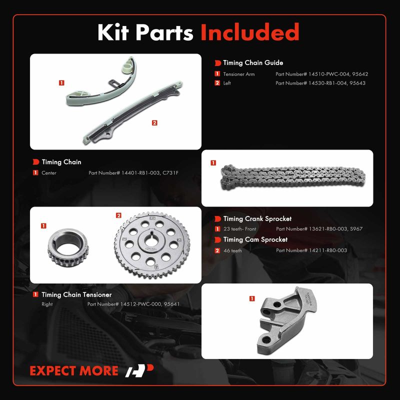 6x Engine Timing Chain Kit for Honda Fit 2009-2013 CR-Z 2011-2014 L4 1.5L SOHC